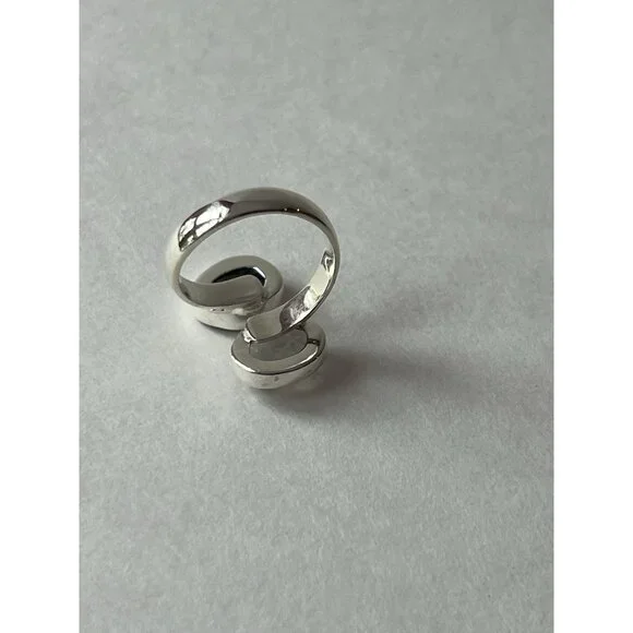 Geode & Clear Quartz Ring 925 Sterling Silver, Size 7 Adjustable - Picture 7 of 15